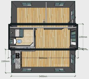 20ftの基本的な折りたたみ容器の家、拡張できる2つの寝室の携帯用建物